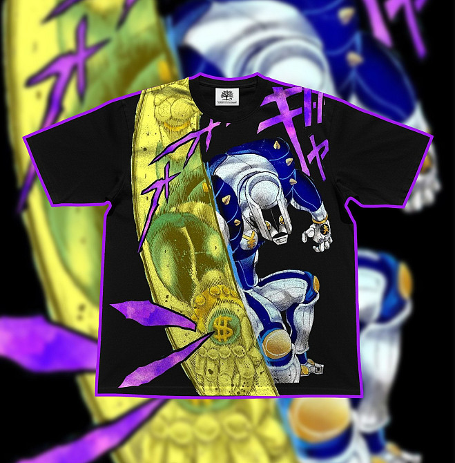 Футболка чоловіча з принтом аніме Аніме Джоджобізарре Пригоди Окуйасу оверсайз (S/M/L) Черний Дніпро - фото 3