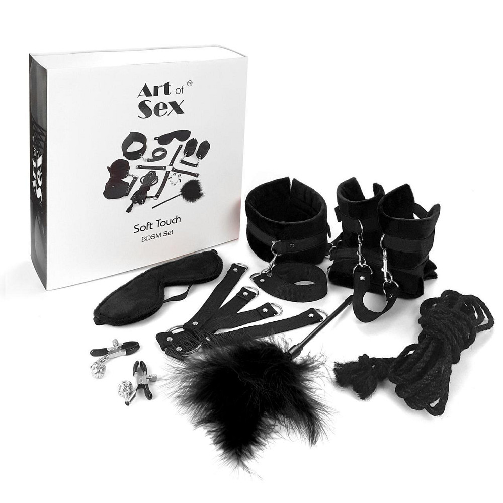 BDSM-набір Art of Sex – Soft Touch BDSM Set, чорний, 9 предметів Sex Aura Київ - фото 1