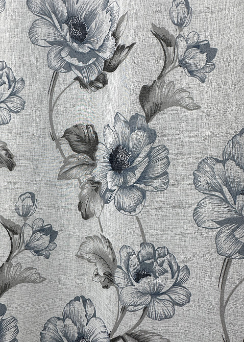 Тюль VR-Textil 1543т Flora Батист Білий з сіро-синім 300х265 см (42-1122) Київ - фото 7