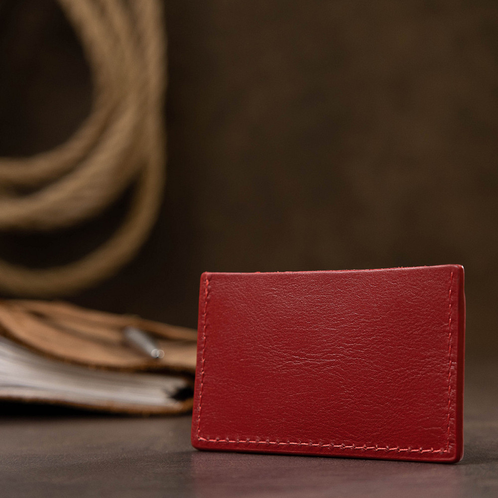 Шкіряний жіночий картхолдер GRANDE PELLE 11396 Червоний Київ - фото 3