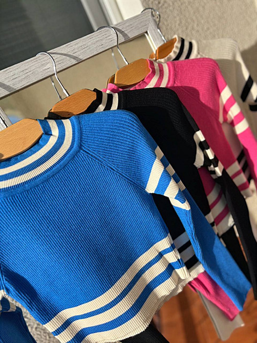 Светр гольф жіночий MIX RAY 6728 смуга кроп-топ короткий, малиновий, one size Київ - фото 8