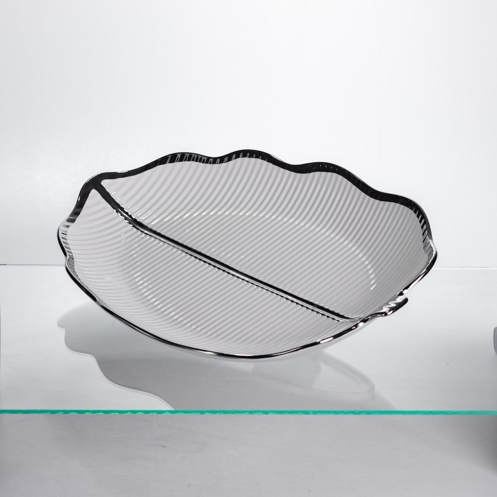 Yiwu Порцелянова менажниця «Листок» з чорним обідком 2 секції 35,5 см Коломия - фото 4