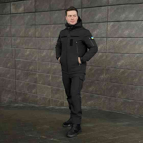 Мужская черная демисезонная куртка Pobedov Motive с липучками Киев