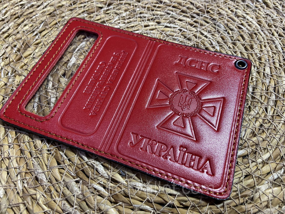 Кожаная обложка на пластиковое удостоверение ДСНС с шевроном Красный Киев - изображение 2