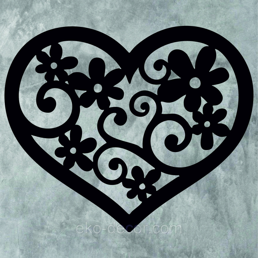 Декоративное настенное Панно «Сердце» Декор на стену 70*58 см, Черный Киев - изображение 5