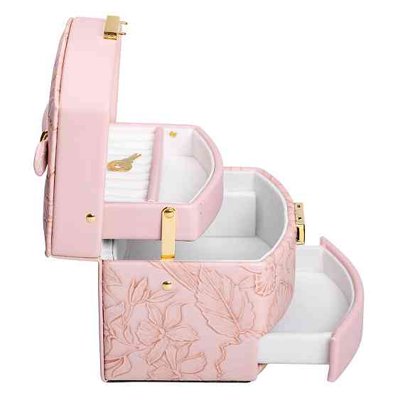 Yiwu Скринька для прикрас з еко шкіри 3 яруси із замком органайзер для ювелірних виробів HP-5-2 Коломыя