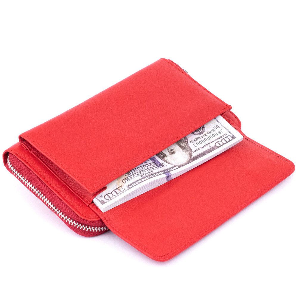 Жіночий шкіряний клатч для карток купюр та телефона ST Leather 19366 Червоний Київ - фото 17