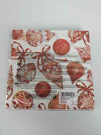 Новорічна серветка (ЗЗХЗ, 16 шт.) La Fleur "Червоні прикраси" (1 пачка) Харків