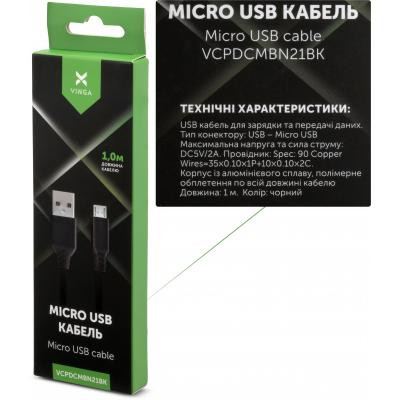 Дата кабель USB 2.0 AM to Micro 5P nylon 1m black Vinga (VCPDCMBN21BK) Винница - изображение 4