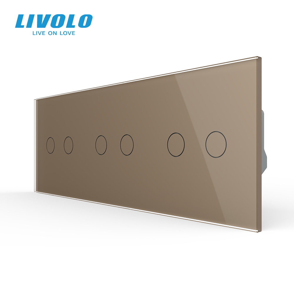 LIVOLO Сенсорний вимикач 6 сенсорів (2-2-2) Livolo золото скло (VL-C702/C702/C702-13) Коломыя - изображение 4