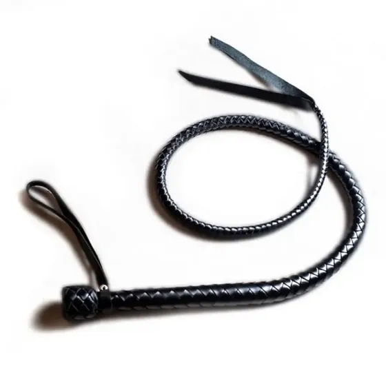 Батіг з рукояттю, натуральна шкіра, колір чорний,  довжина - 120 см Львів