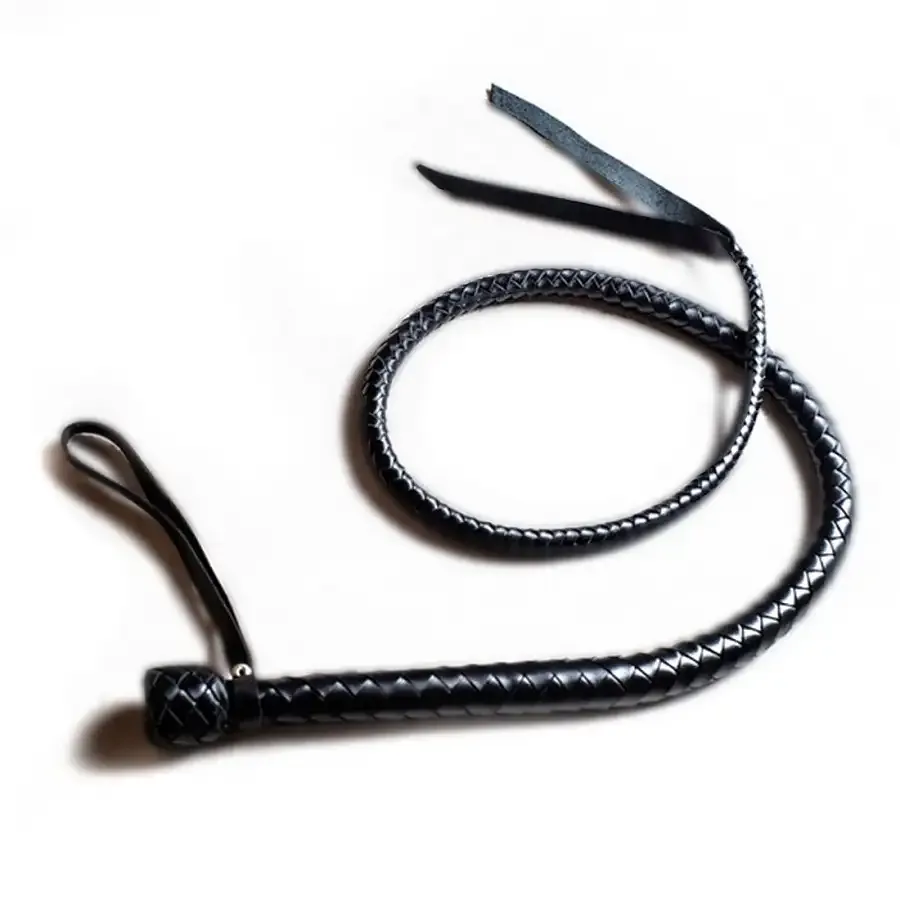 Батіг з рукояттю, натуральна шкіра, колір чорний,  довжина - 120 см Львів - фото 1