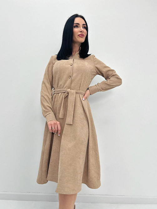 Вельветовое платье миди Ofelia 42-44, Трехнитка начес, Бежевый Киев - изображение 5