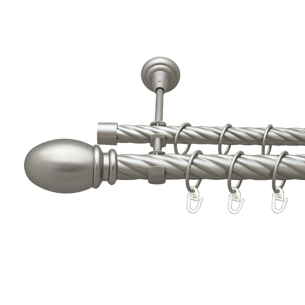 Карниз Orvit Белуно металевий дворядний відкритий скручена труба кільце металеве Сатин 25\19 мм 240 см Львов - изображение 1