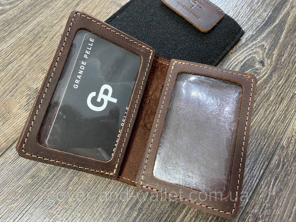 Якісна шкіряна обкладинка картхолдер для автодокументів та ID паспорта на 4 відділення Grande Pelle Київ - фото 4