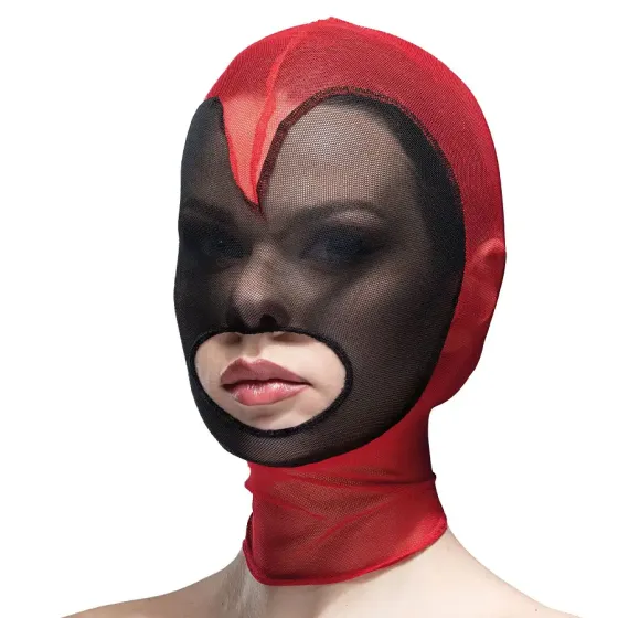 Маска серце сітка з відкритим ротом Feral Feelings - Hearts Mask Red/Black Львів