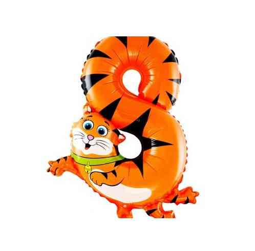 Шарик цифра 8 Кот 16 дюймов разноцветный Киев