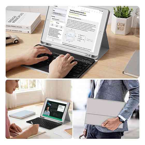 Чохол-клавіатура для iPad 10.2 (7/8/9 покоління) Сірий QWERTZ з відсіком для Apple Pencil Київ