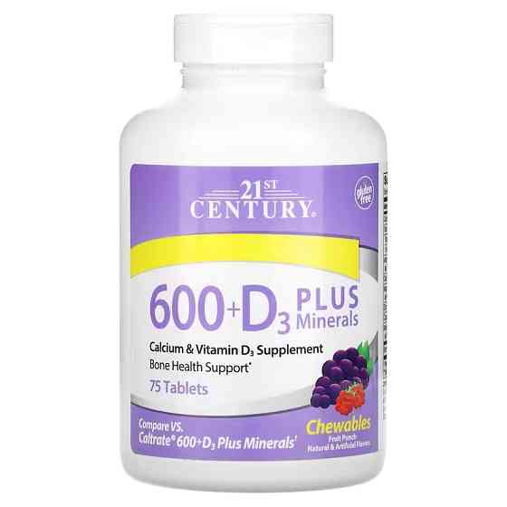 Витамин Д3 с минералами 21st Century 600 + D3 Plus Minerals 75 таблеток, Fruit Punch Луцк
