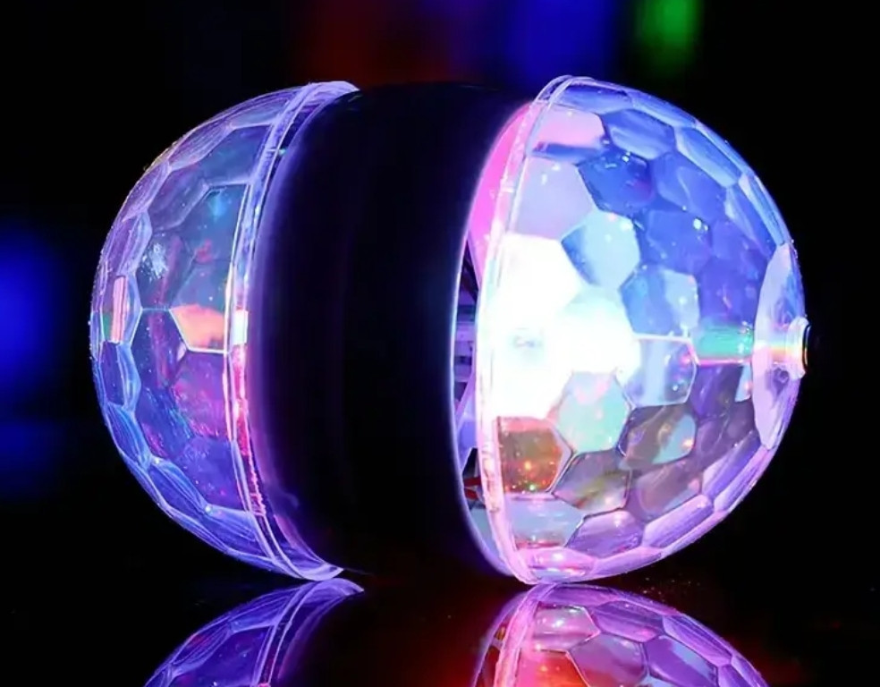 Світлодіодна обертова подвійна лампочка зоряне небо (мультиколірнв) від розетки і цоколя. Київ - фото 4