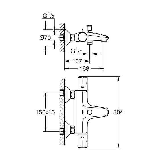 Змішувач термостатичний для ванни Grohe Grohtherm 800 34567000 хром Київ