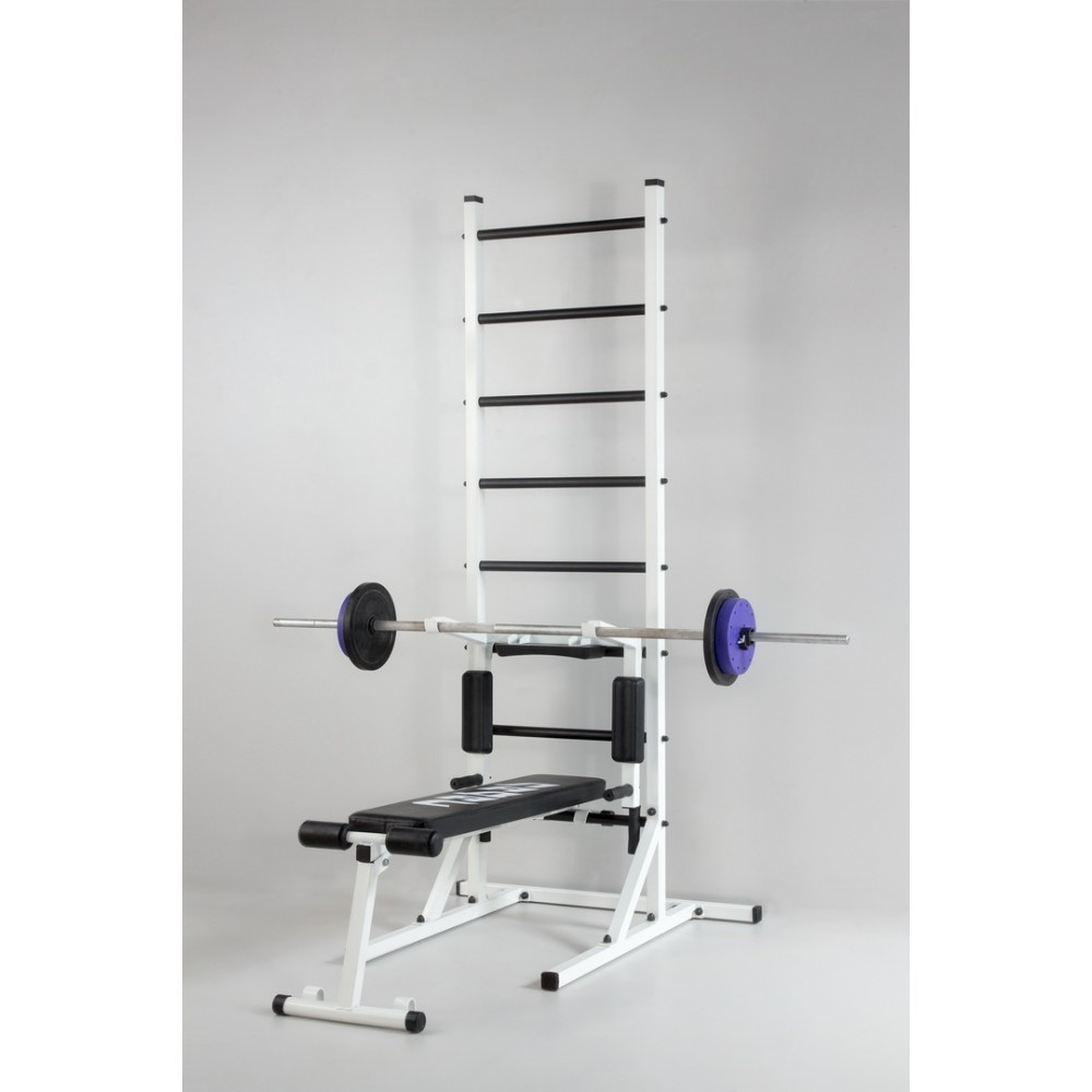 Шведская стенка передвижная Universal White универсальная без креплений со скамьей для пресса турник брусья Каменское - изображение 8