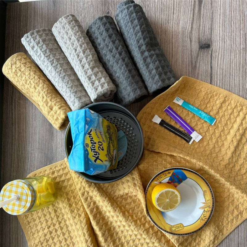 Набір кухонних вафельних рушників Lovely Svi 4 шт: 35 x 75 см, 100% бавовна – Сірий (561011) Київ - фото 8