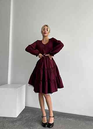 Жіноча базова приталена сукня костюмний креп Бордо Одеса