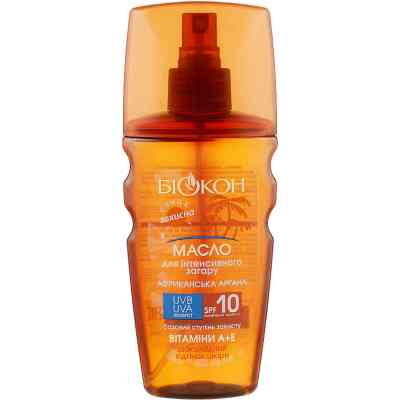Средство для загара Біокон Масло для интенсивного загара Африканская аргана SPF-10 160 мл (4820160031142) Винница