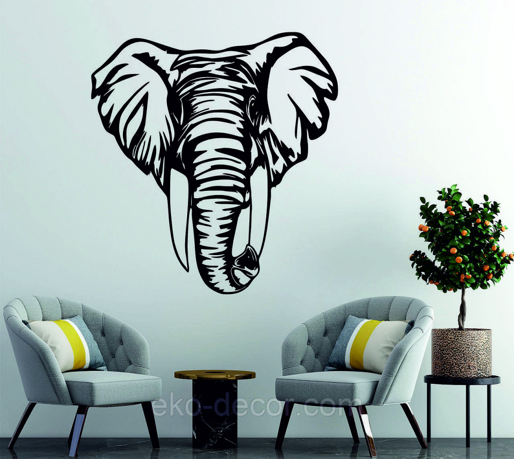 Декоративное настенное Панно «Слон», Декор на стену 90*84 см, Черный Киев - изображение 2