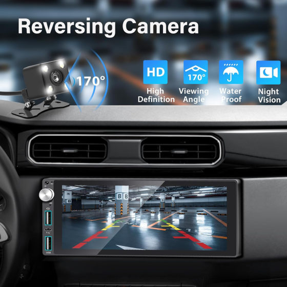 Автомагнитола 1DIN с Apple Carplay/Android Auto, 6,9-дюймовая IPS-магнитола с сенсорным экраном, камерой заднего вида Киев