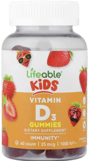 Витамин D3 для детей Lifeable Vitamin D Kids 60 жев таб клубника Киев - изображение 1