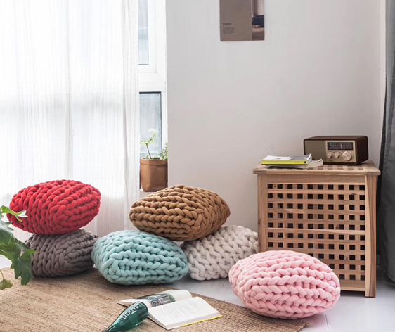 Подушка 40х40 крупной вязки из толстой пряжи техника OHHIO цвет МЯТА Кременчуг - изображение 6