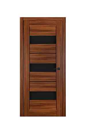Дверь Реликт Трес Орех + Черное стекло 90*200 см Ламинированная межкомнатная дверь Двери для спальни Киев