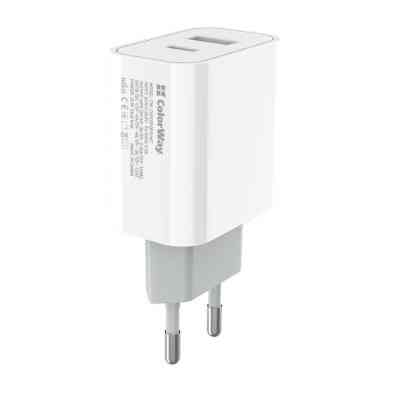 Зарядний пристрій ColorWay Type-C PD + USB QC3.0 (20W) V2 white (CW-CHS025QPD-WT) Вінниця