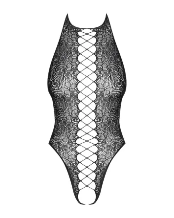 Бодістокінг з ефектом шнурівки Obsessive B113 teddy S/M/L відкрита спина, халтер, з доступом Львов