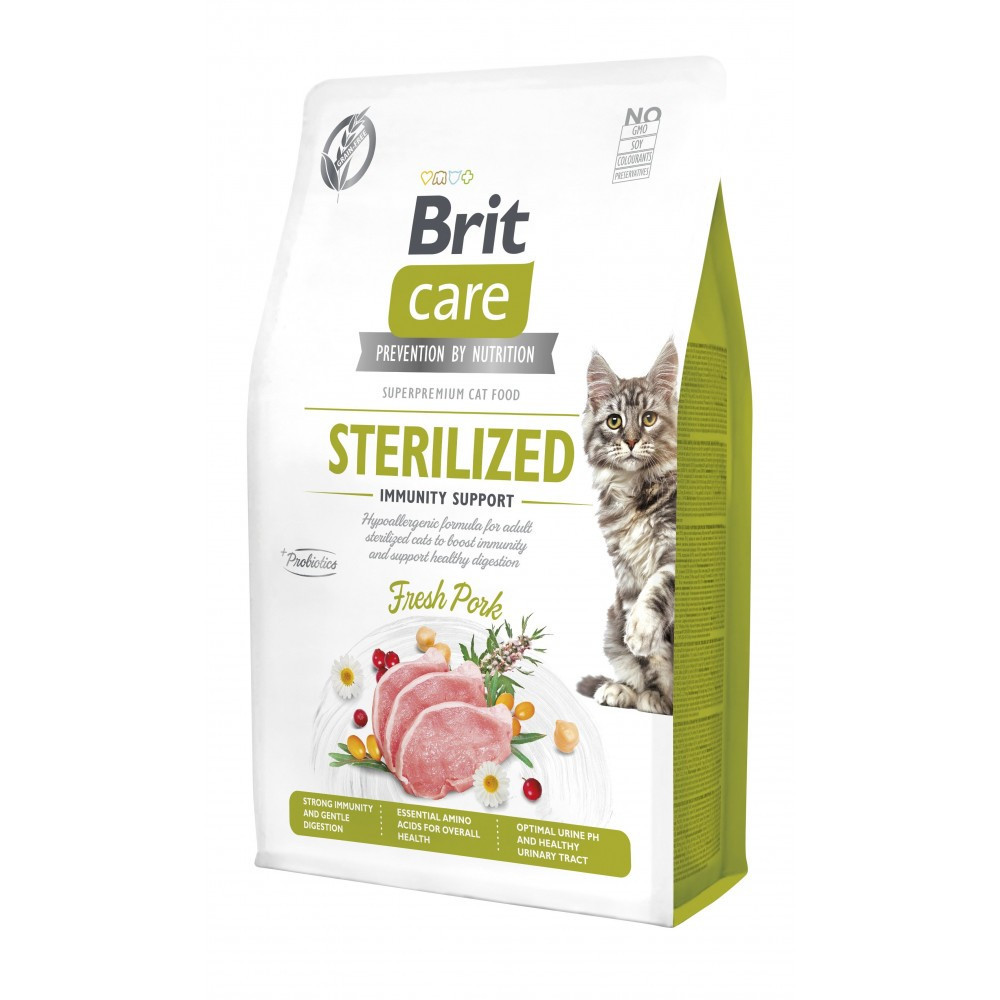 Сухой корм Brit Care Cat by Nutrition Sterilized Immunity Support для стерилизованных кошек, со свининой, 2 кг Винница - изображение 1