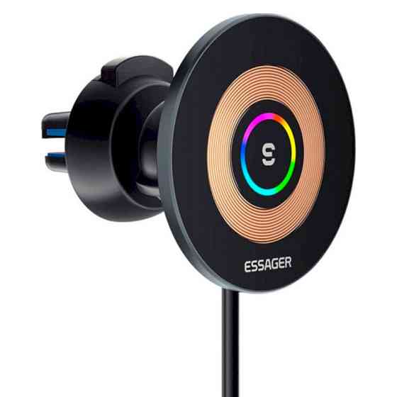 Автотримач для телефону магнітний Essager EZJCX-GY01A-Z з бездротовою зарядкою (Чорний) Миколаїв