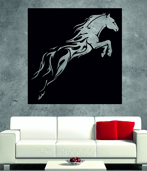 Декоративное настенное Панно «Лошадь» Декор на стену 70*70 см, Черный Киев - изображение 8