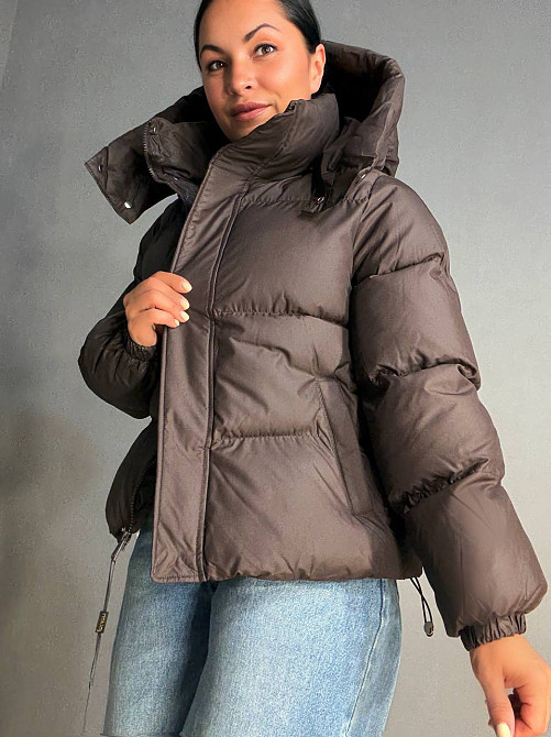 Куртка женская Lady Yep 10005 дутая пуффер с капюшоном коричневая, коричневый, 44 Киев - изображение 19