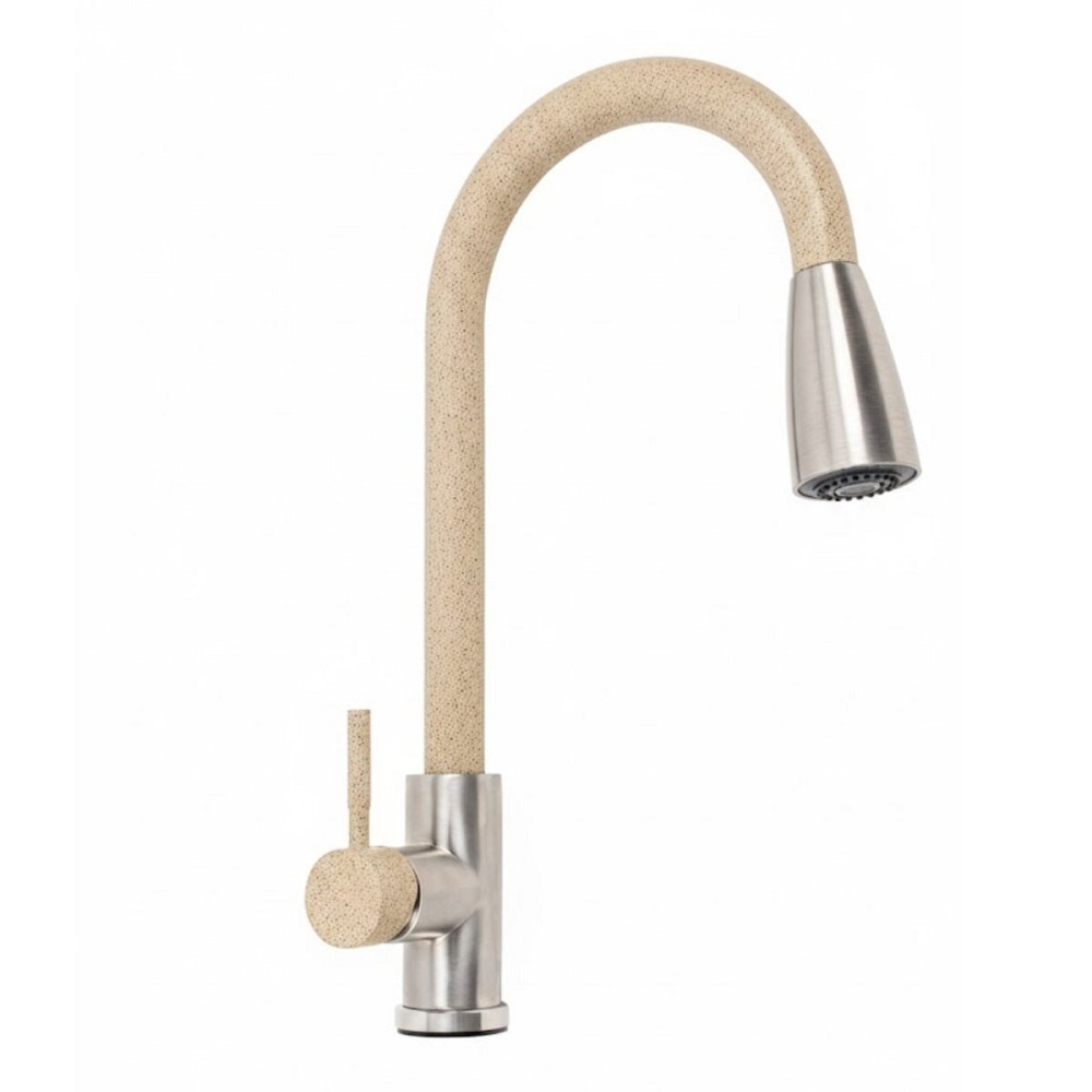 PLATINUM Змішувач з висувним виливом Platinum KT 8203 (8614) Пісок комбі Коломия - фото 1