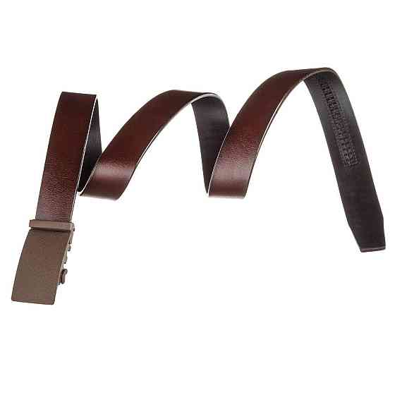 Ремень из натуральной кожи с матовой автоматической пряжкой Vintage 20217 Коричневый Киев