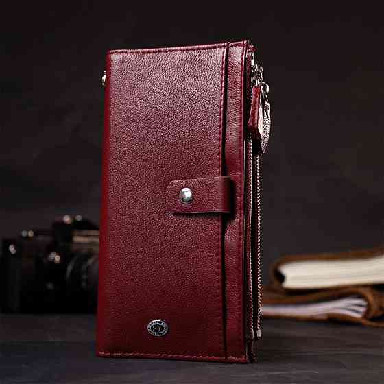 Стильний та яскравий жіночий гаманець-клатч Бордовий (ST Leather) Київ