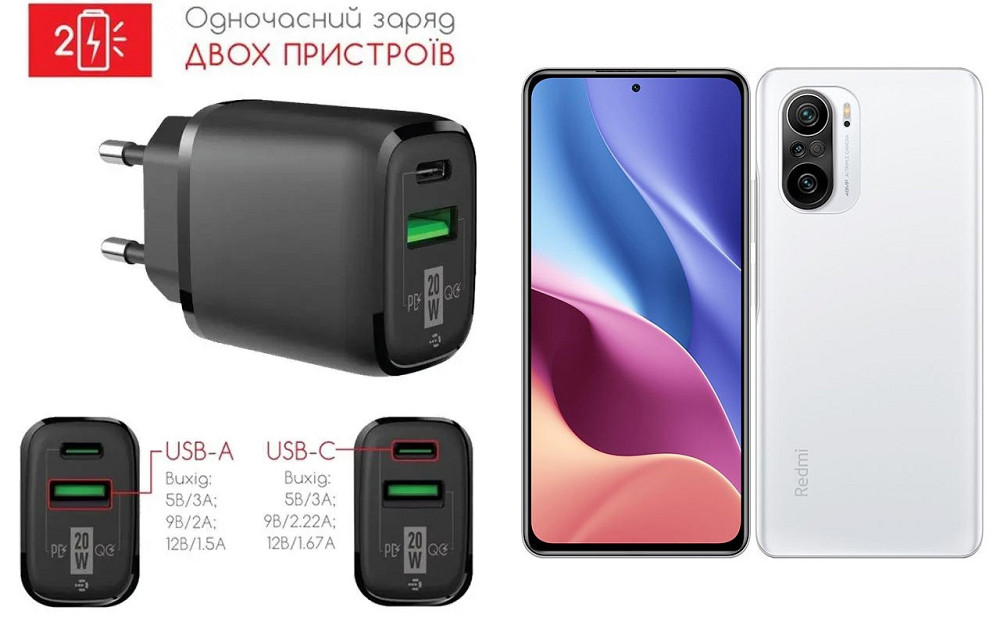 Сетевое зарядное устройство для Xiaomi Redmi K40, Redmi K40s, 20W 3A, Quick Charge 3.0 Киев - изображение 1