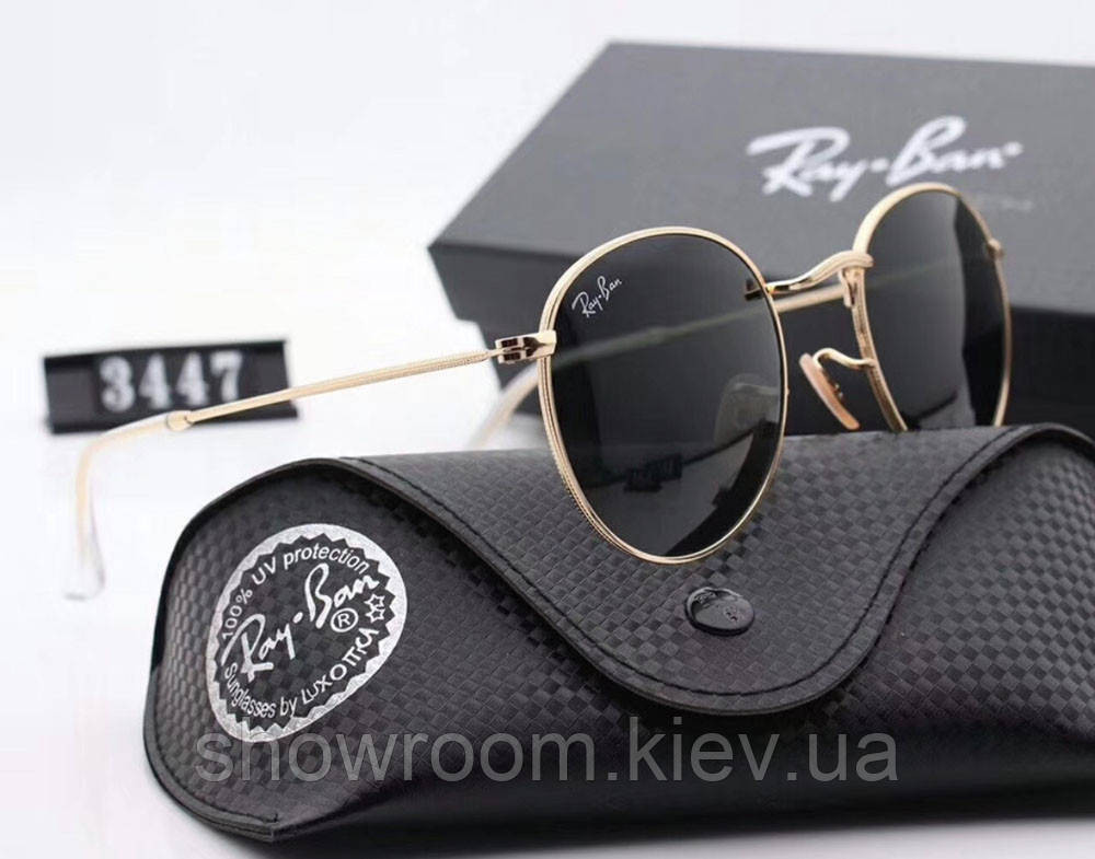 Женские брендовые солнцезащитные очки Ray ban round 3447-4 Киев - изображение 4