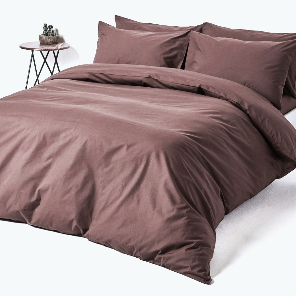 Ecotton Комплект постільної білизни Ecotton Євро 210х220 см однотонний коричневий Potting Коломия - фото 2