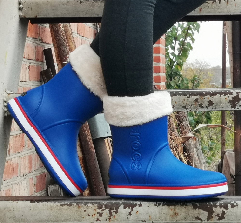 Жіночі Гумові Напівчоботи CROCS Сині Чоботи Крокси Теплі Зимові (розміри: 36,37,38,39,40,41) - 16 Дніпро - фото 4