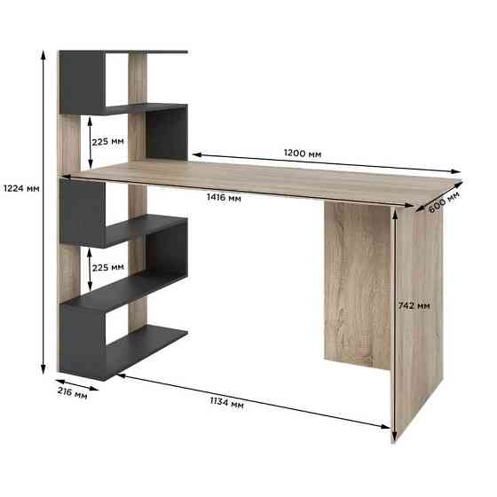 Cтіл комп'ютерний з полицями М-ЗОН Джеко 1416L лівий Німфея Альба (MZN-031025) Львів