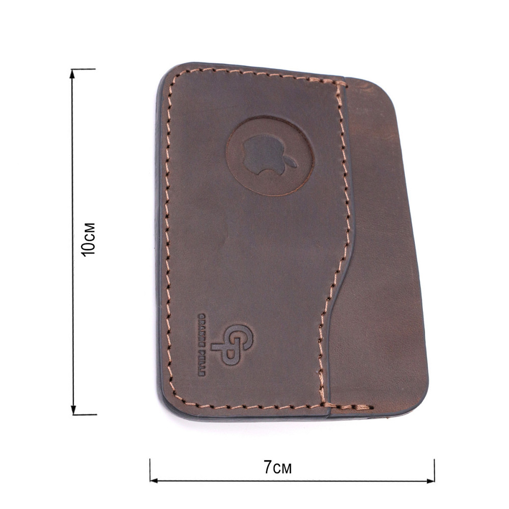 Зручний картхолдер з утримувачем для Apple AirTag з натуральної шкіри Коричневий (GRANDE PELLE) Київ - фото 7