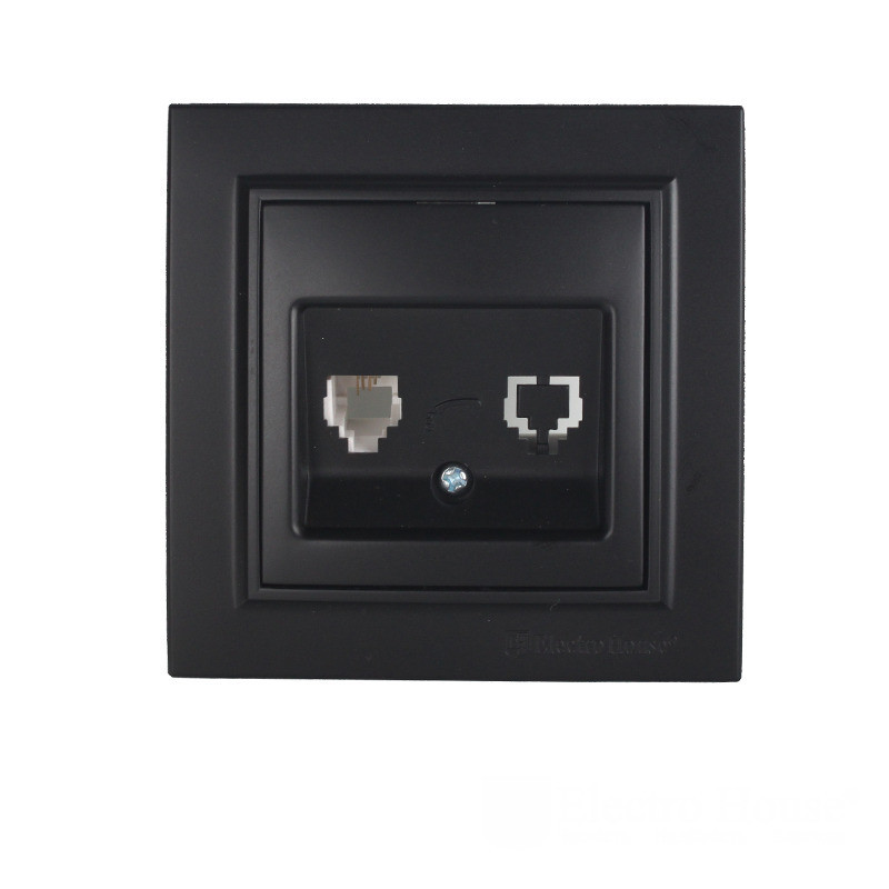 Розетка комп'ютерна 1x8P8C, Enzo  бездоганний графіт Дніпро - фото 1